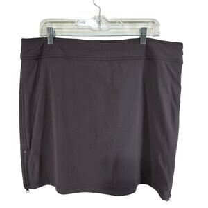 Athleta Womens Jenner Gray Skort Active Wear Skirt Zippered Sides Size 14